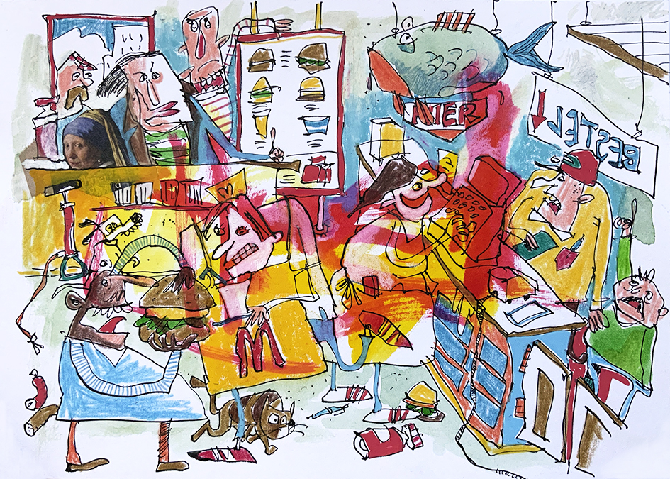 Vrij werk illustratie Music outside